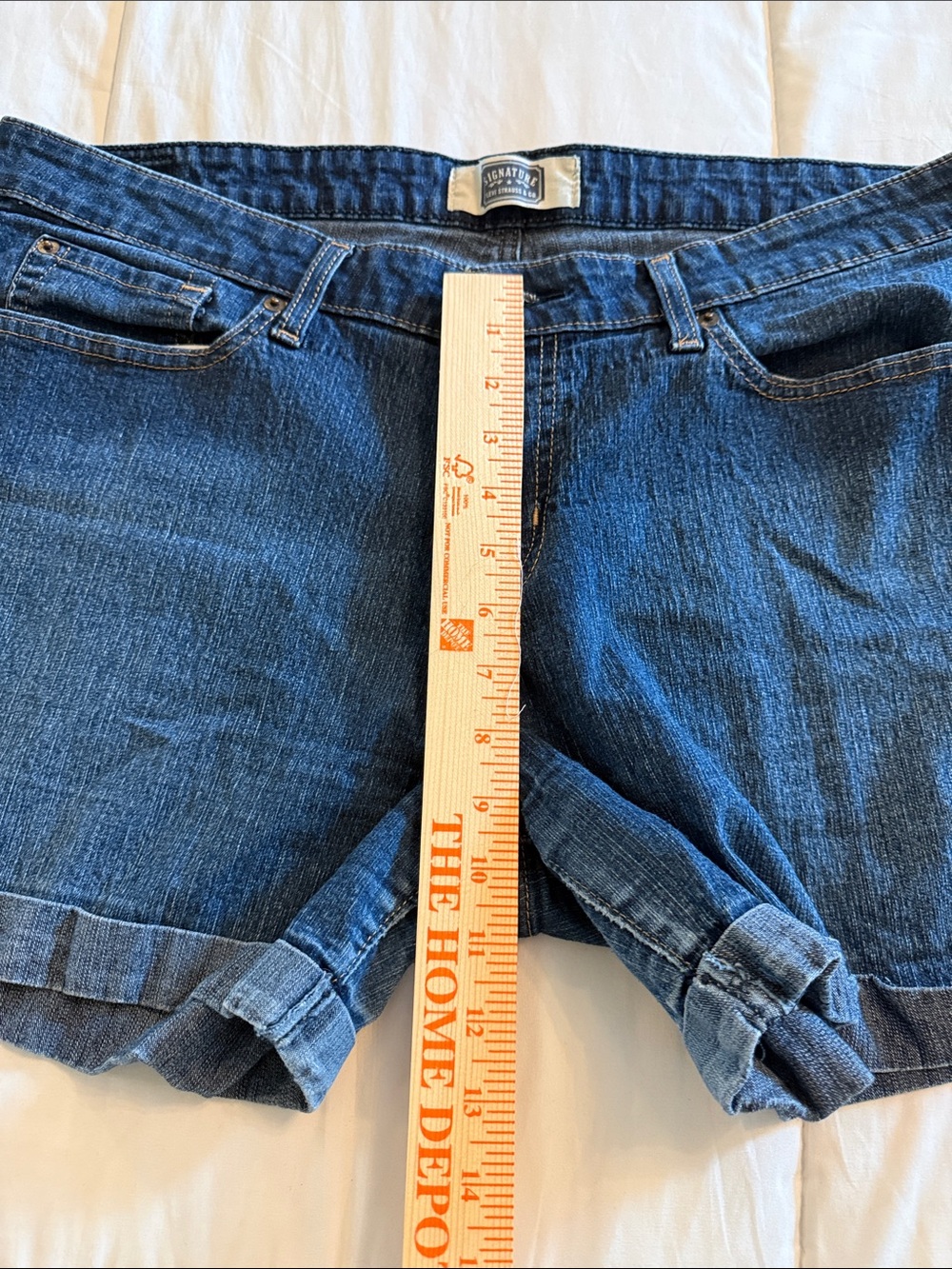 Levi's Dark Blue Cuffed Denim Shorts - Picture 7 of 9